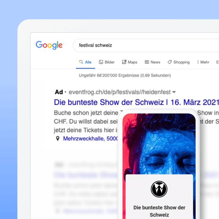 Google Ads Anzeigen als Werbekombi buchen für deine Veranstaltung