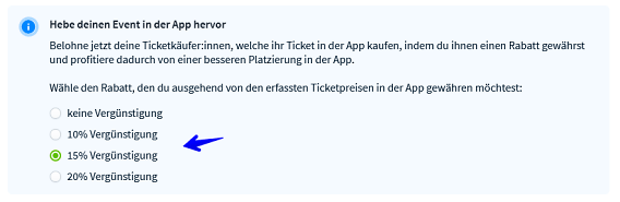 Events erstellen App Rabatt