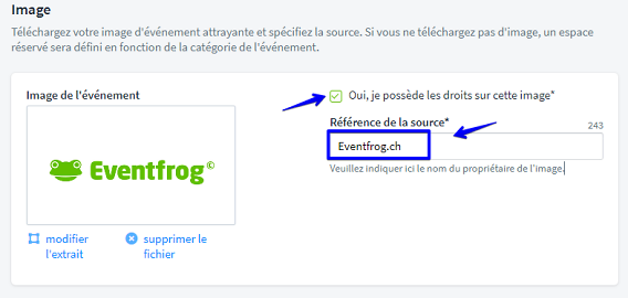 Comment saisir une image pour mon événement III