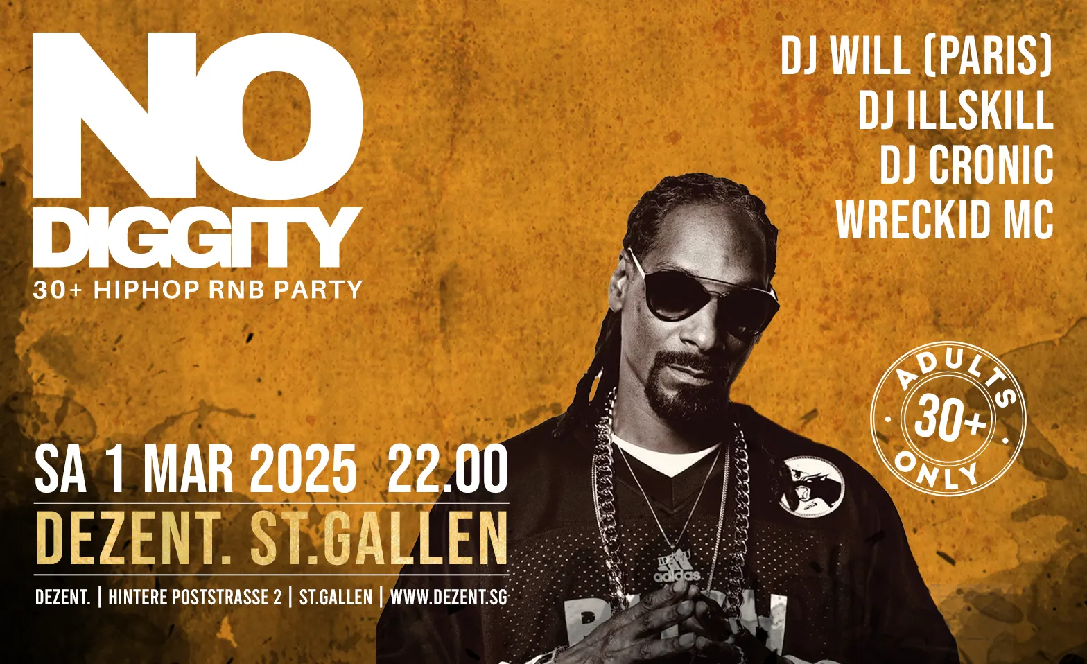 Event-Image for 'No Diggity - 30+ Hip Hop RnB Party  DEZENT. ST.Gallen'