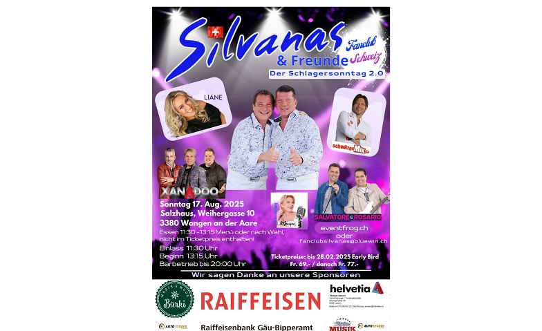 2. Schlager-Sonntag Silvanas &amp; Freunde 17.08.2025 ${singleEventLocation} Tickets