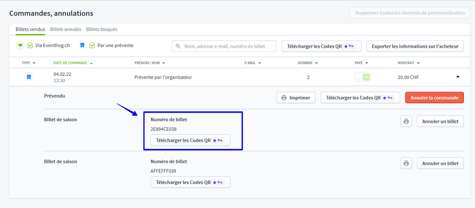 télécharger les codes QR V